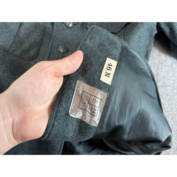 Vintage 80s Swiss Army Military Jacket Mens 46 Gray Wool Utility Outdoor WWII - Picture 7 of 8